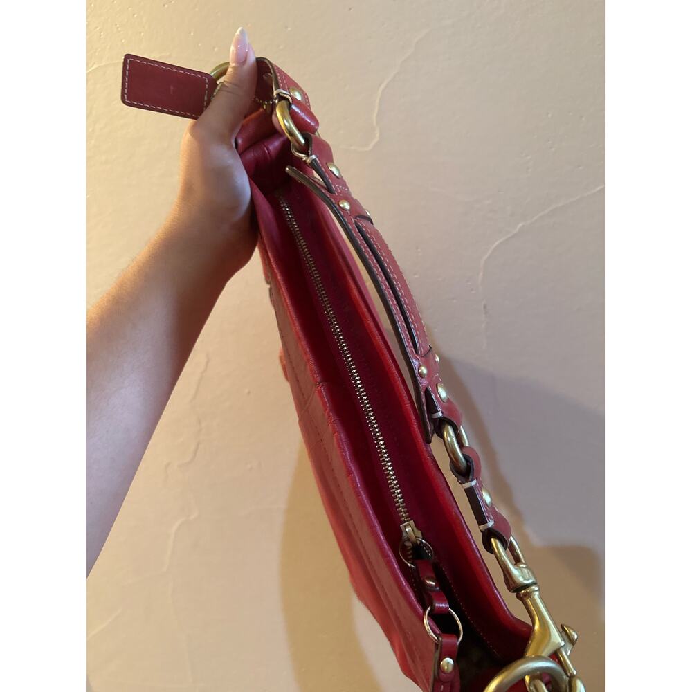Coach 10615 Ergo Hobo Bag Red Leather Brass Hardware Y2K Hang Tag - Picture 11 of 12